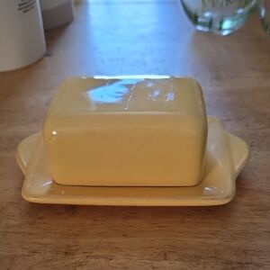 Vintage Yellow Ceramic Butter Dish